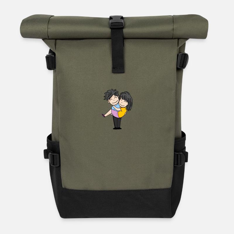 Paar Pärchen - Rolltop Rucksack - Olive/Schwarz