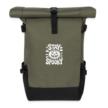Stay Spooky Funny Halloween Design - Roll Top Backpack - olive/black - Front