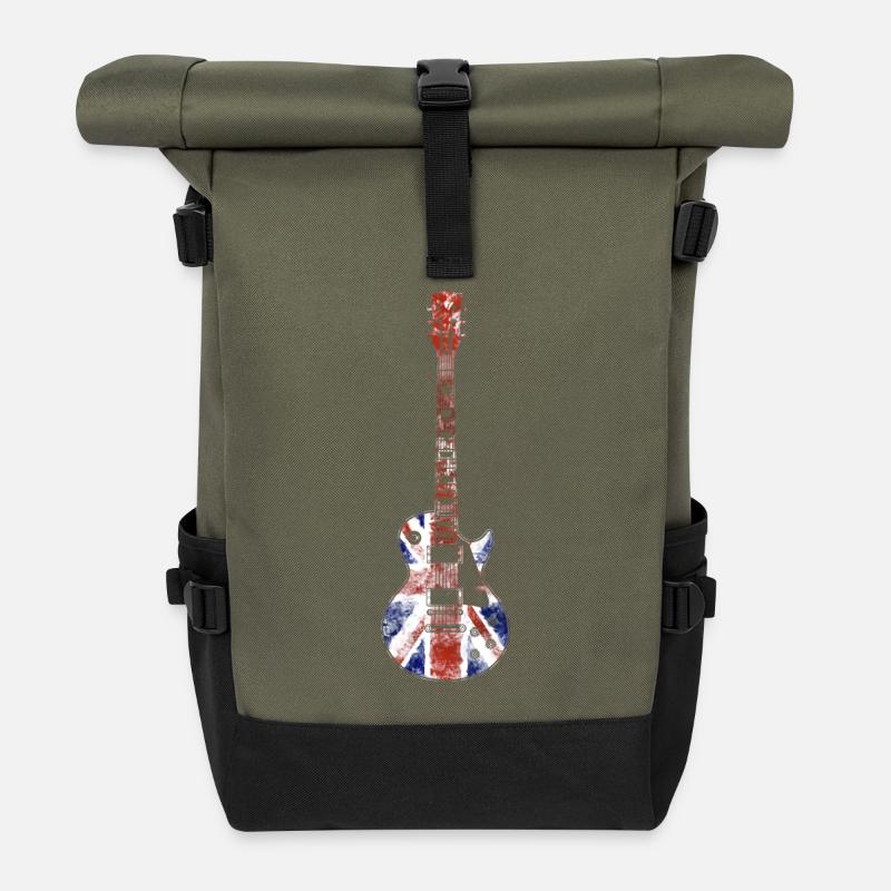 Union Jack Guitar - Roll Top Backpack - olive/black