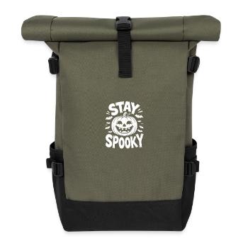 Stay Spooky Funny Halloween Design - Roll Top Backpack - olive/black - Front