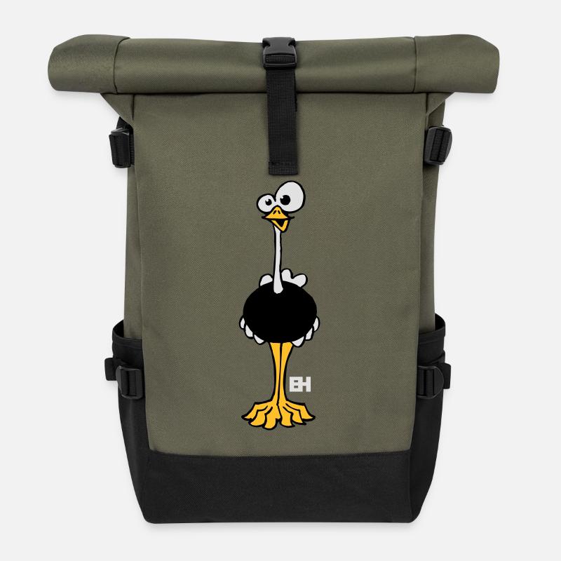Autruche - Sac à dos roll top - olive/noir