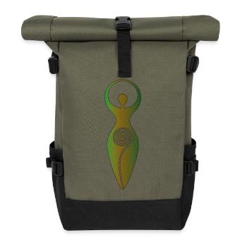 Wicca-Spiralgöttin – Weibliche Energie - Rolltop Rucksack - Olive/Schwarz - Vorne