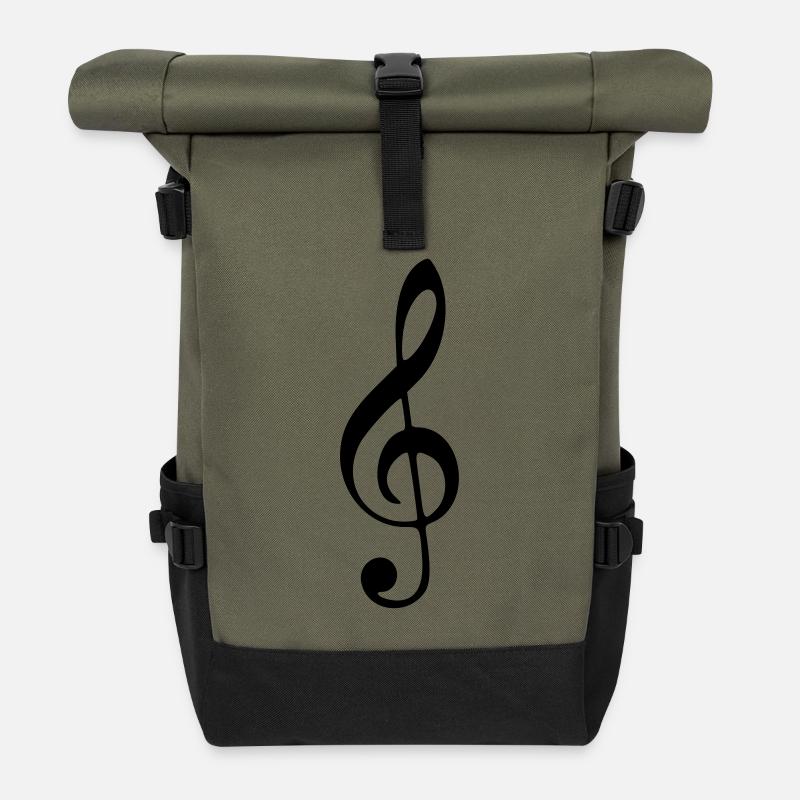Treble clef - Roll Top Backpack - olive/black