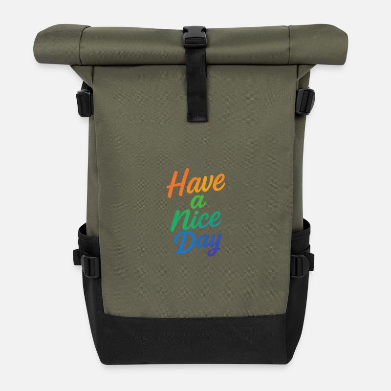 Have a nice Day - Roll Top Backpack - olive/black
