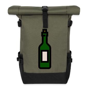 wine bottle - Roll Top Backpack - olive/black - Front