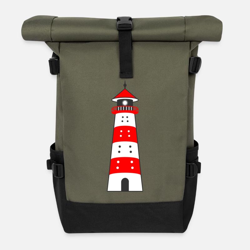 Phare blanc-rouge - Sac à dos roll top - olive/noir