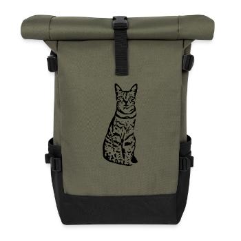 Chat chat noir chaton - Sac à dos roll top - olive/noir - Devant