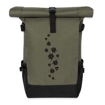 Floral Glitter - Roll Top Backpack - olive/black - Front