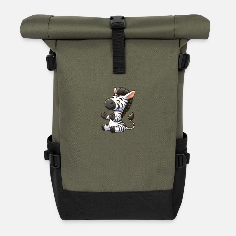 Zen Zebra : Méditation et yoga dans l’ du bouddhisme - Sac à dos roll top - olive/noir