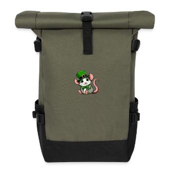 St. Patrick's Tag Süße Ratte - Rolltop Rucksack - Olive/Schwarz - Vorne