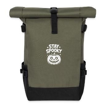 Stay Spooky Funny Halloween Design - Roll Top Backpack - olive/black - Front