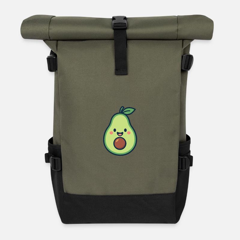 Happy Avocado - Roll Top Backpack - olive/black