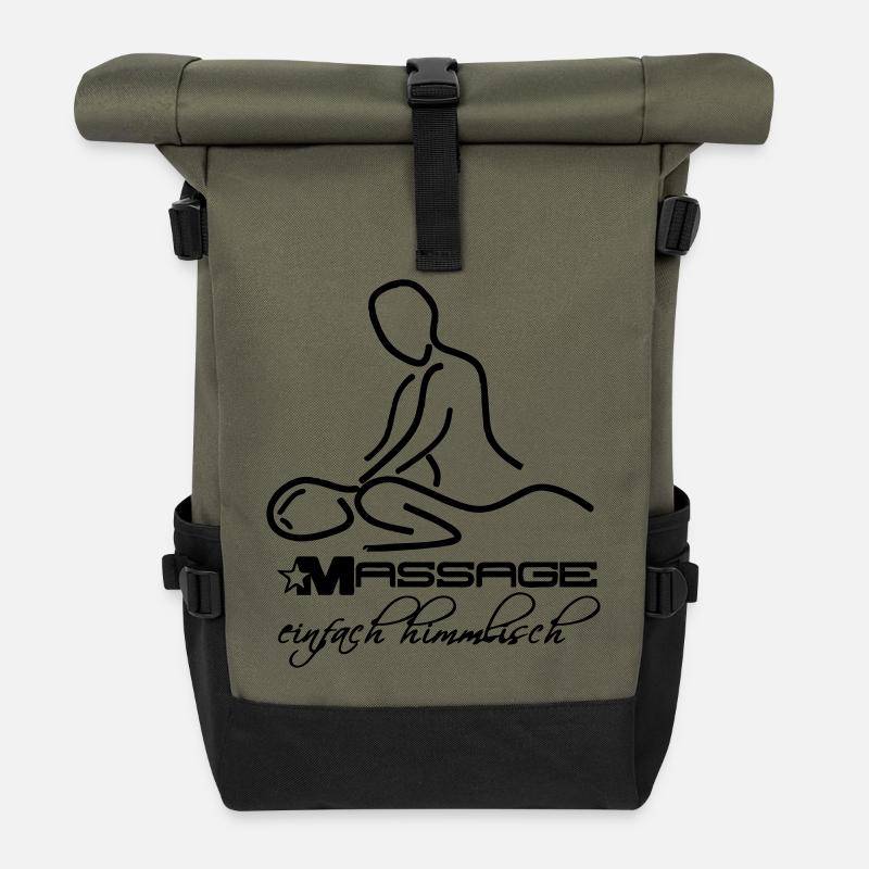 Massage Masseur Physiotherapie Medizin Beruf - Rolltop Rucksack - Olive/Schwarz