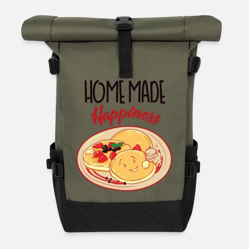 Home made happiness - Roll Top Backpack - olive/black
