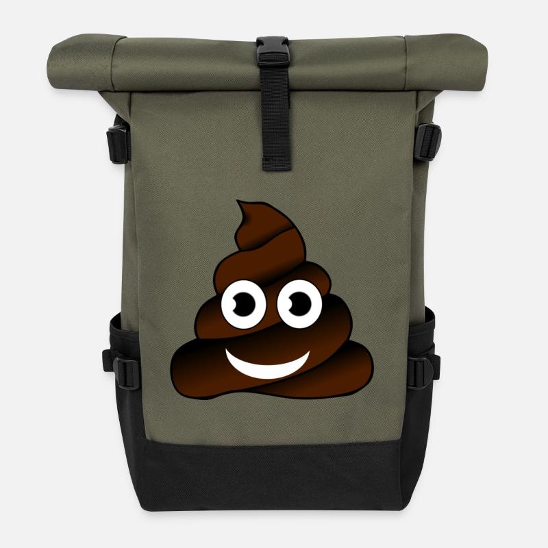Scheisse Scheisshaufen Lachgesicht Geschenkidee - Rolltop Rucksack - Olive/Schwarz