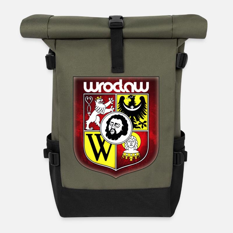 Breslau - Polen - Rolltop Rucksack - Olive/Schwarz