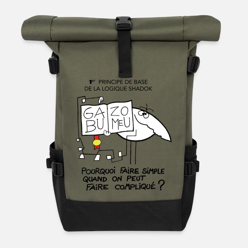 Prinzip Shadok - Rolltop Rucksack - Olive/Schwarz