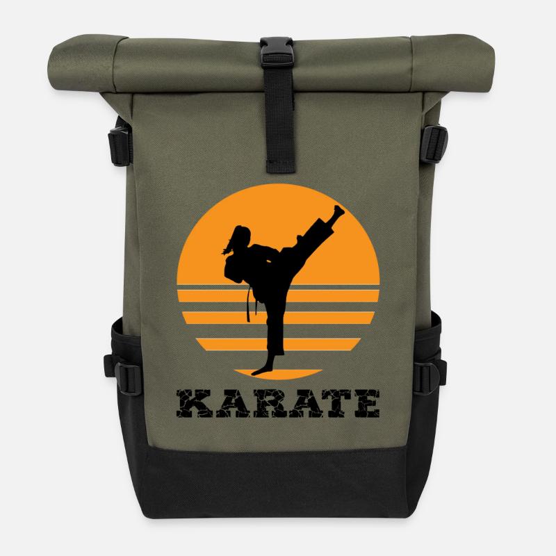 karaté - Sac à dos roll top - olive/noir