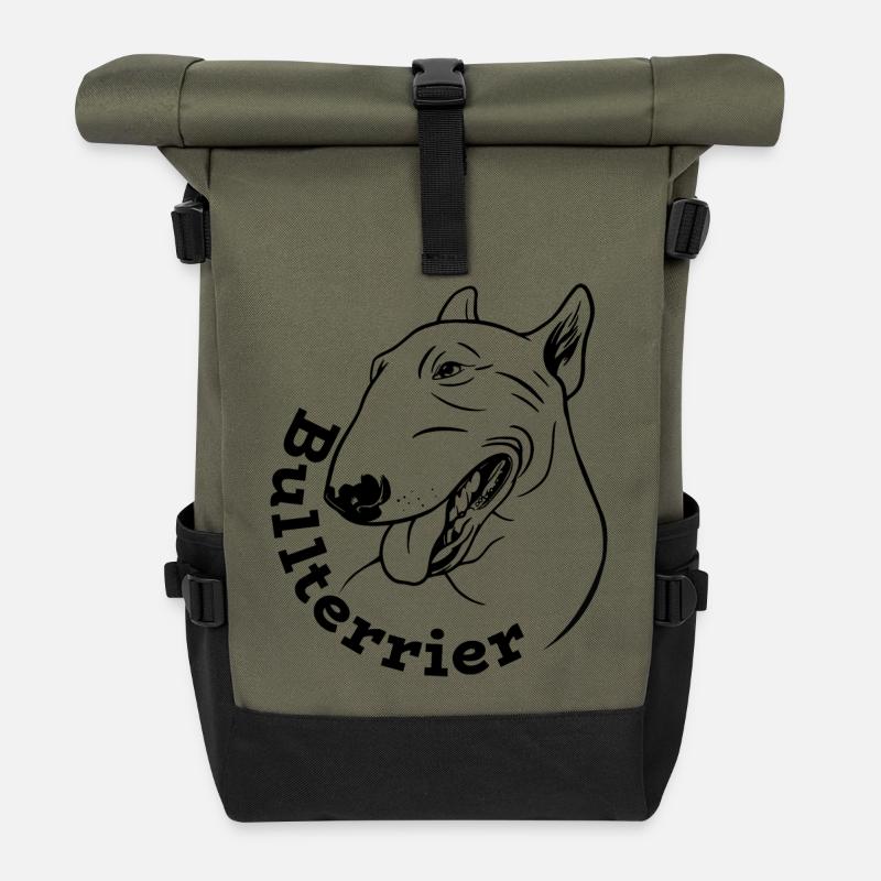 Abstraktes Wasserfarben Muster auf Kleidung - Rolltop Rucksack - Olive/Schwarz
