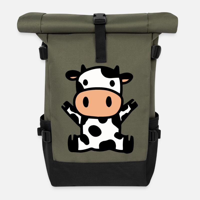 Kuh Kühe - Rolltop Rucksack - Olive/Schwarz