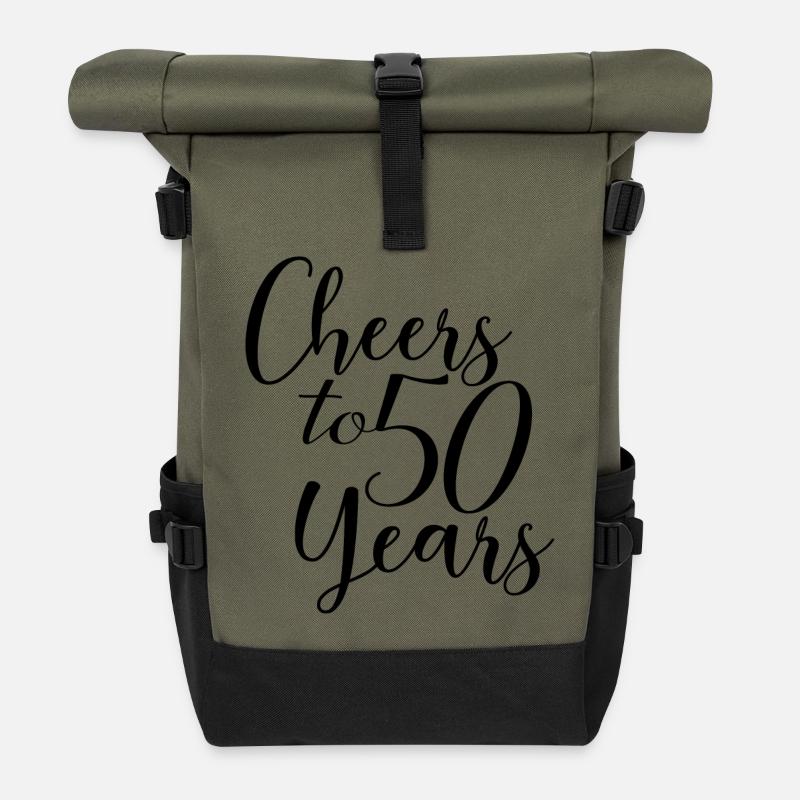 Cheers To 50 Years - Geburtstags- oder Jubiläumsgeschenk - Rolltop Rucksack - Olive/Schwarz