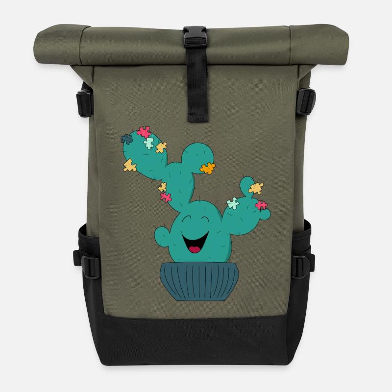 Puzzle Kaktus - Rolltop Rucksack - Olive/Schwarz