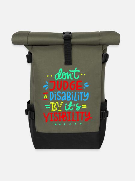 Verurteile meine Behinderung nicht * - Rolltop Rucksack - Olive/Schwarz