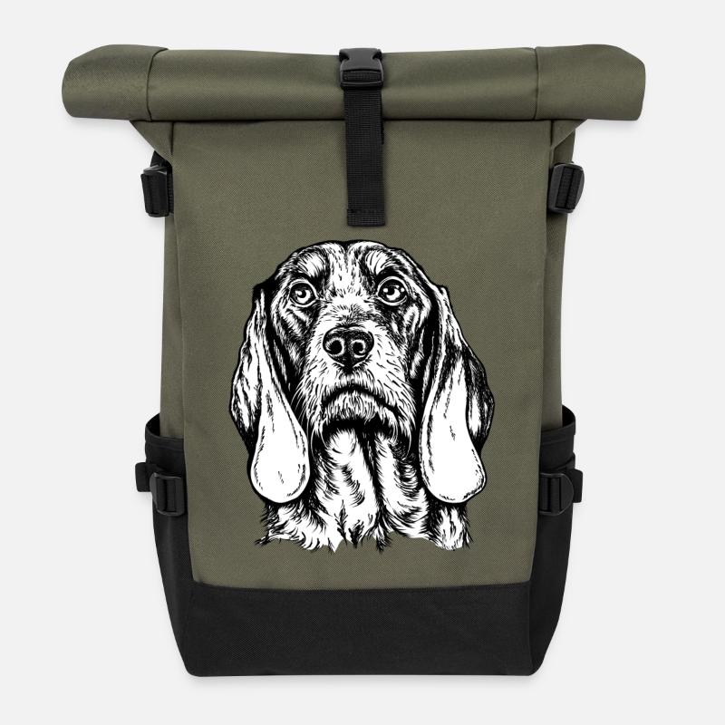 Schweizer Laufhund Portrait - Rolltop Rucksack - Olive/Schwarz