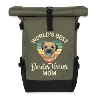 Chien Border Terrier - Sac à dos roll top - olive/noir - Devant