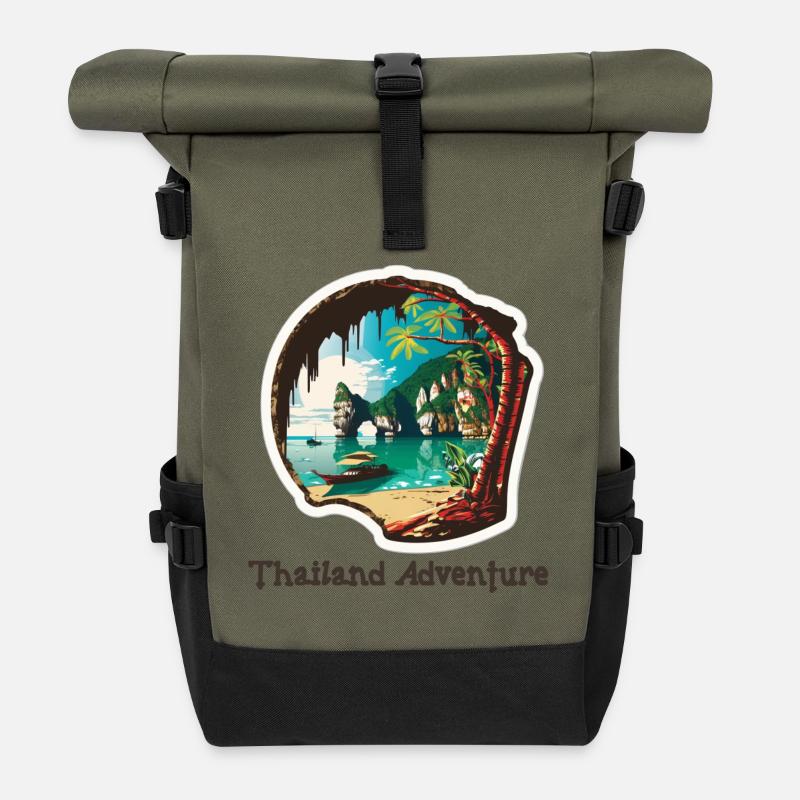 Thailand Adventure - Roll Top Backpack - olive/black