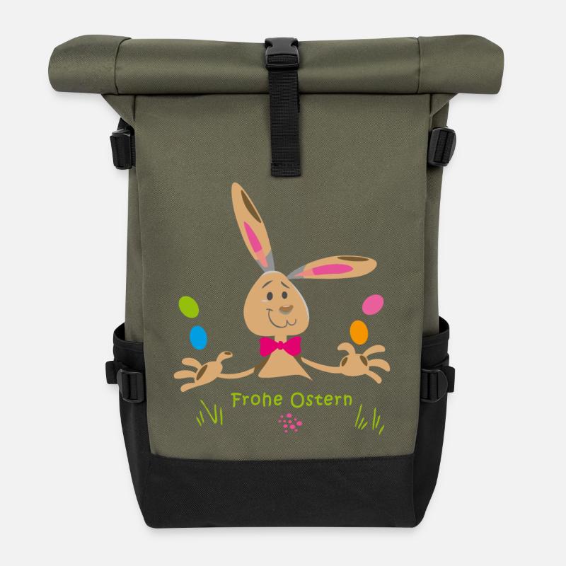 frohe Ostern - Rolltop Rucksack - Olive/Schwarz