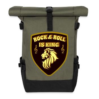 Rock & Roll is King King of Rock and Roll - Roll Top Backpack - olive/black - Front