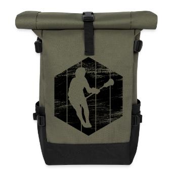 Lacrosse Spieler Skizze - Rolltop Rucksack - Olive/Schwarz - Vorne