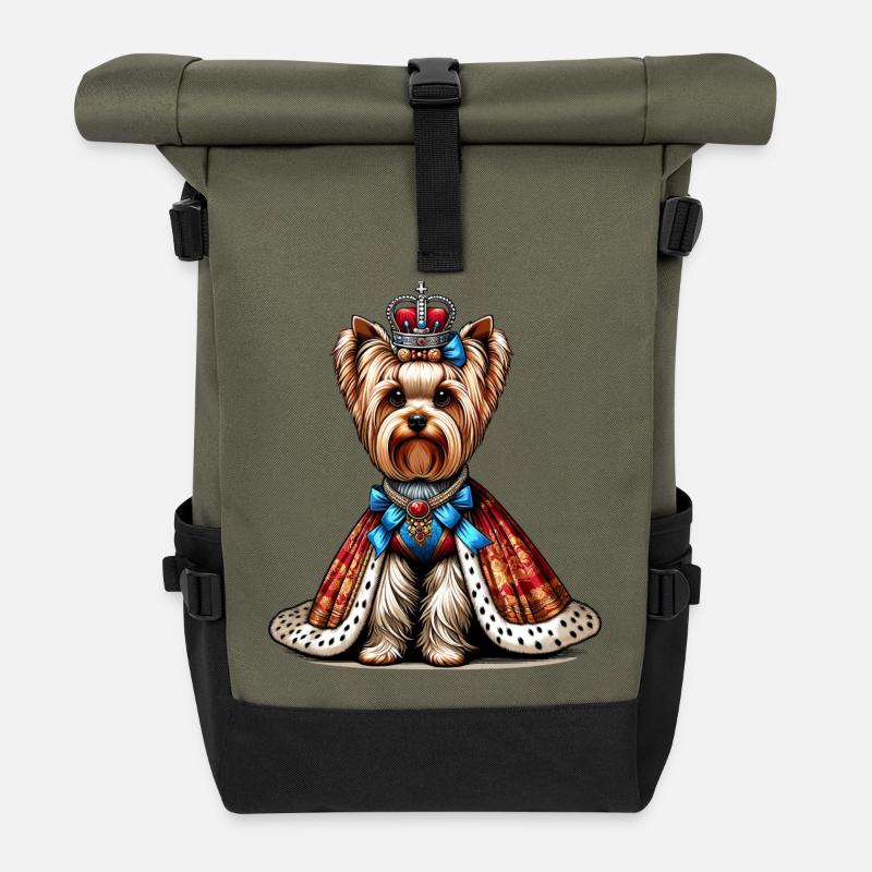 Yorkshire Terrier Prinzessin - Rolltop Rucksack - Olive/Schwarz