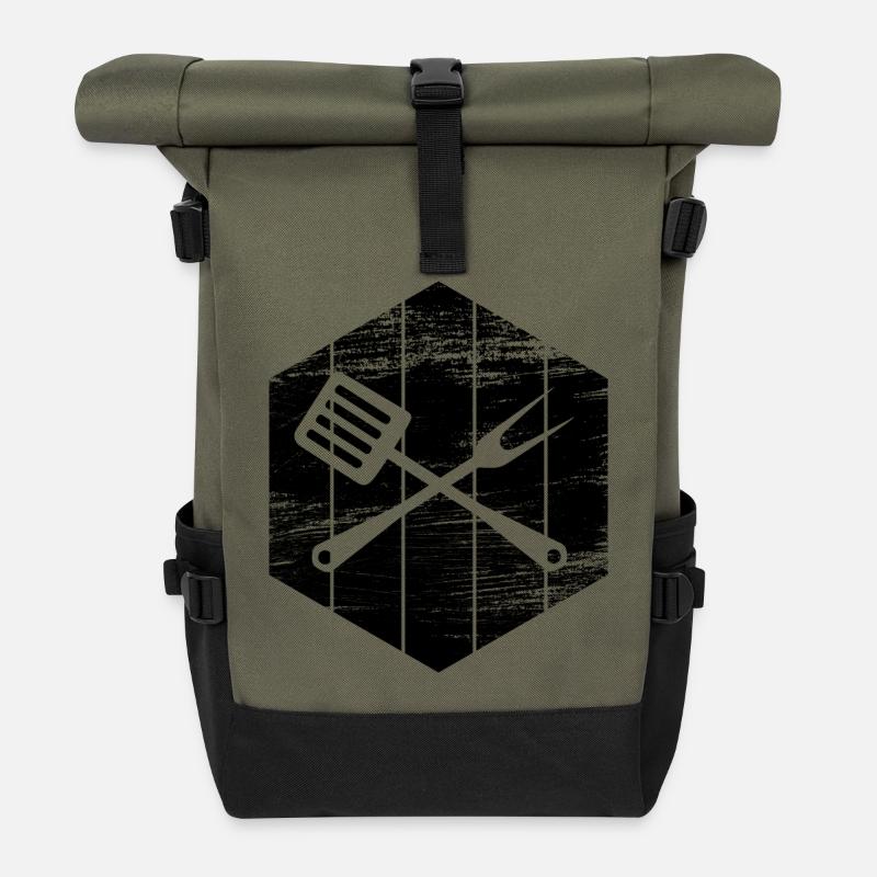 Cuisine - Sac à dos roll top - olive/noir