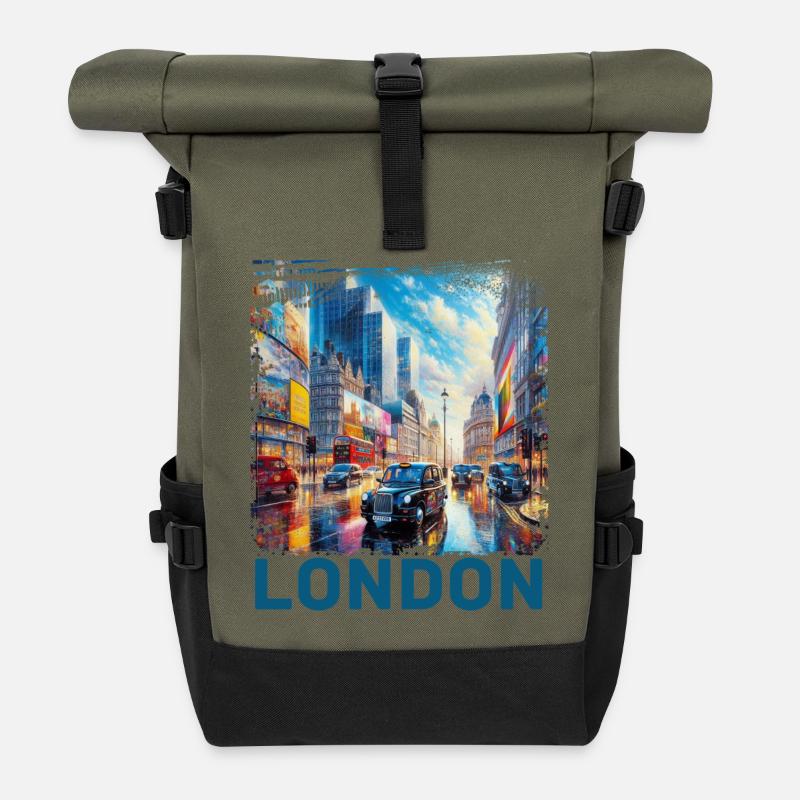 London - Roll Top Backpack - olive/black