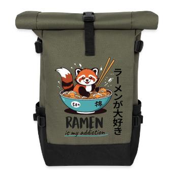 Mignon panda roux dans un bol de ramen - Sac à dos roll top - olive/noir - Devant