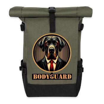 Bodyguard Dog in Suit - Roll Top Backpack - olive/black - Front