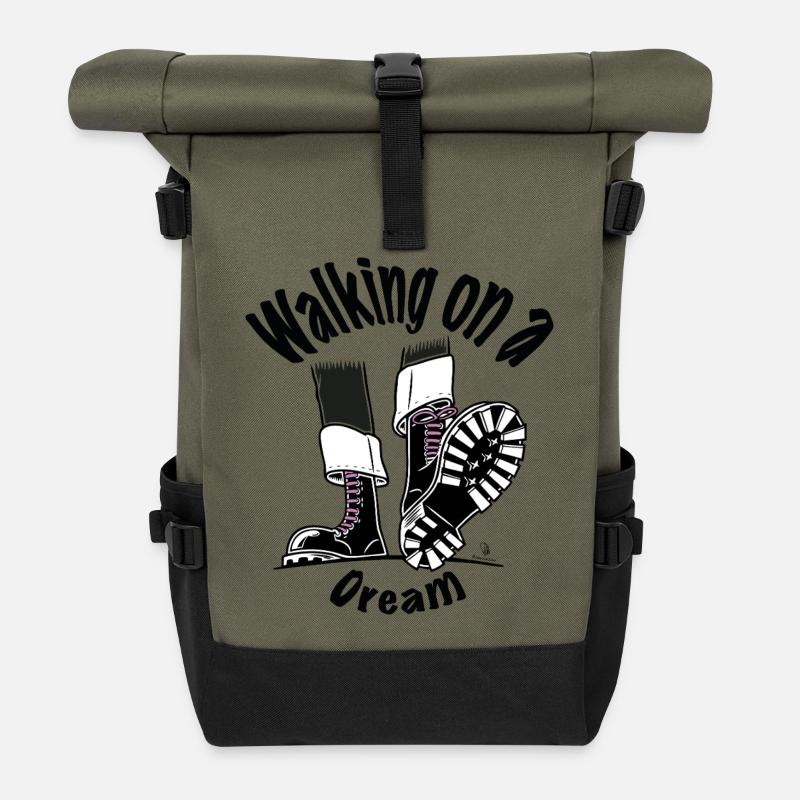 Auf dem Weg zu einem Traum - Rolltop Rucksack - Olive/Schwarz