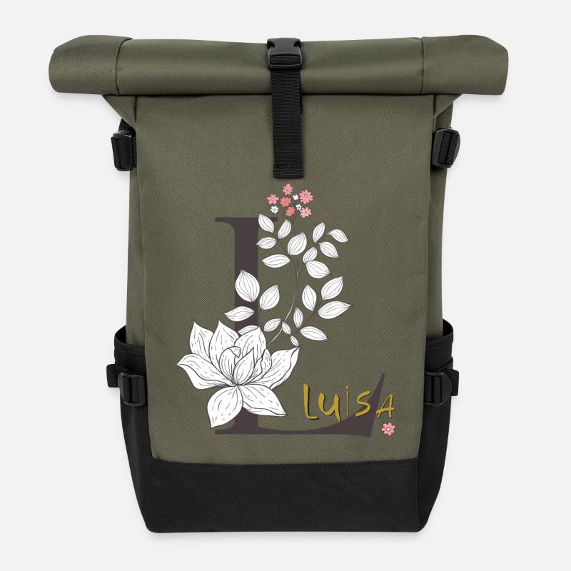 Buchstabe L  Luisa - Rolltop Rucksack - Olive/Schwarz