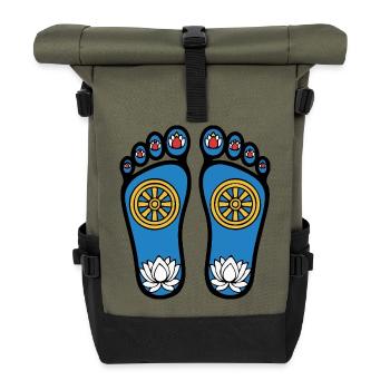Pieds de Bouddha - Sac à dos roll top - olive/noir - Devant
