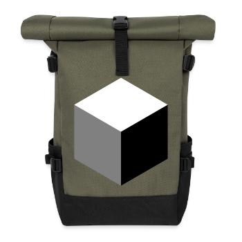 Geometrische Würfel-Silhouette - Rolltop Rucksack - Olive/Schwarz - Vorne