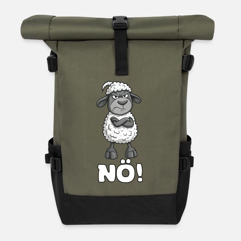 Wütendes Schaf NÖ - Rolltop Rucksack - Olive/Schwarz