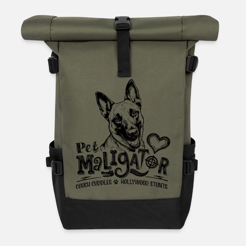 Belgischer Malinois – Haustier-Maligator - Rolltop Rucksack - Olive/Schwarz