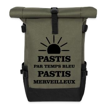 Pastis in blauem Wetter wunderbares Pastis - Rolltop Rucksack - Olive/Schwarz - Vorne