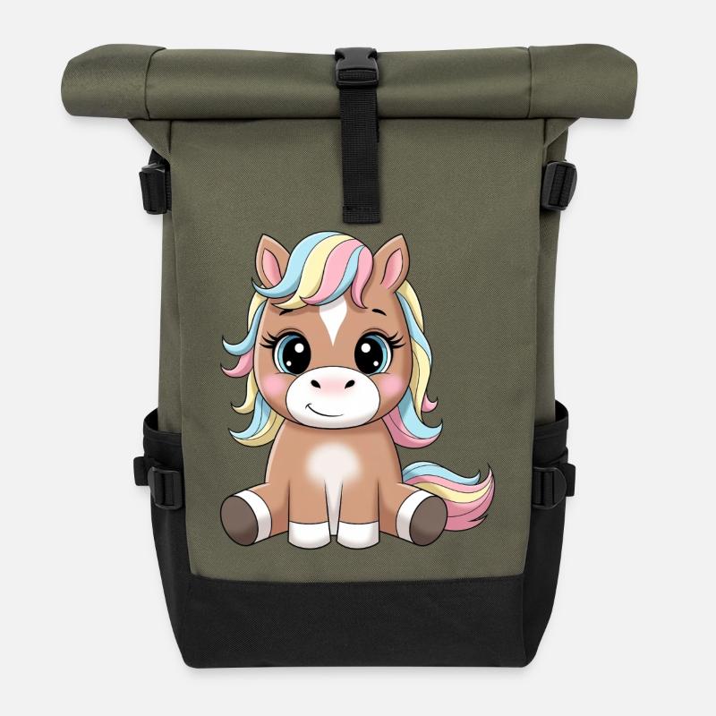 Dessin animé Pastel Pony câlin - Sac à dos roll top - olive/noir
