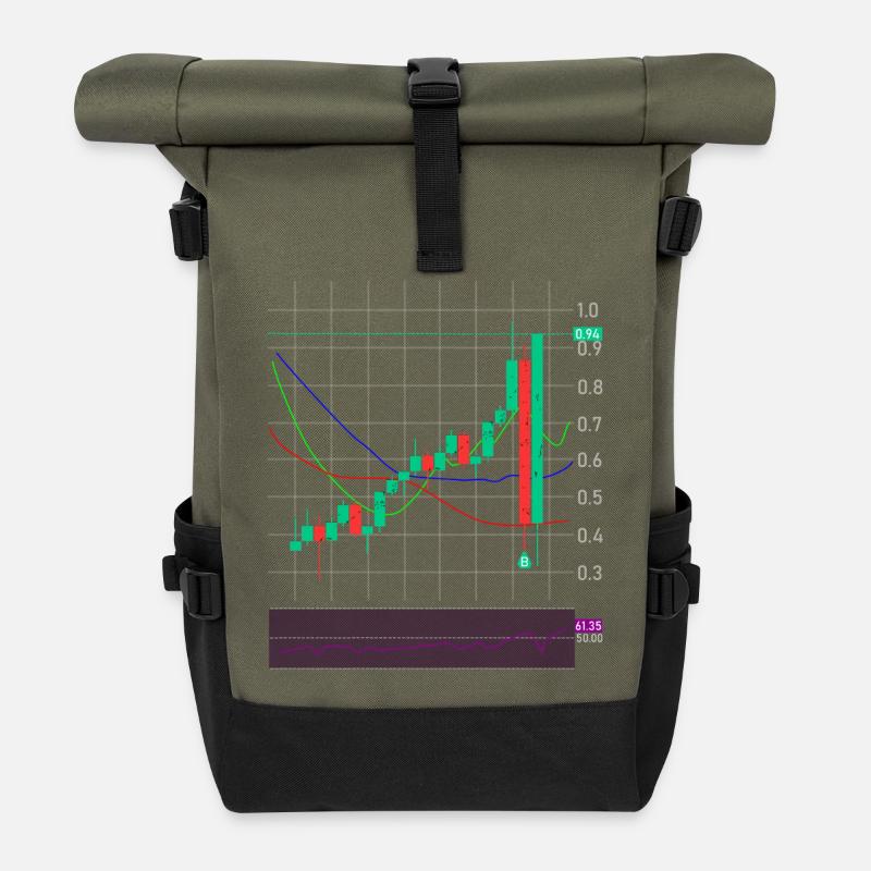 Trading Exchange Crypto Stocks - Roll Top Backpack - olive/black