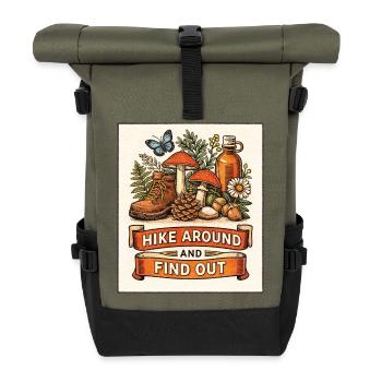 Hike Around and Find Out – Rustic Nature - Roll Top Backpack - olive/black - Front