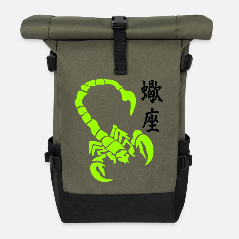 skorpion_kanji_02 - Sac à dos roll top - olive/noir