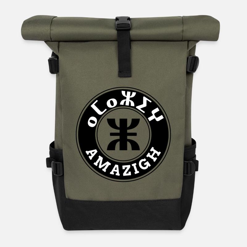 Amazigh tifinagh Emblem - Rolltop Rucksack - Olive/Schwarz